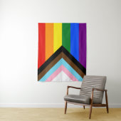 Tenture Drapeau de fierté Progress Pride de SlipperyJoe si (En situation)