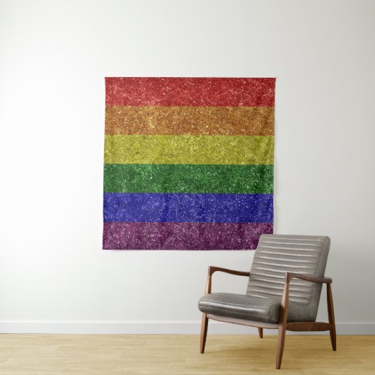 Tenture drapeau de la fierté arc-en-ciel (En situation)