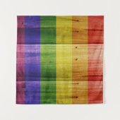Tenture Drapeau de la fierté arc-en-ciel en bois (Devant (Horizontal))