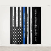 Tenture Drapeau de la ligne bleue mince personnalisée (Devant)