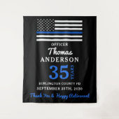 Tenture Drapeau de la ligne bleue mince personnalisée (Devant)