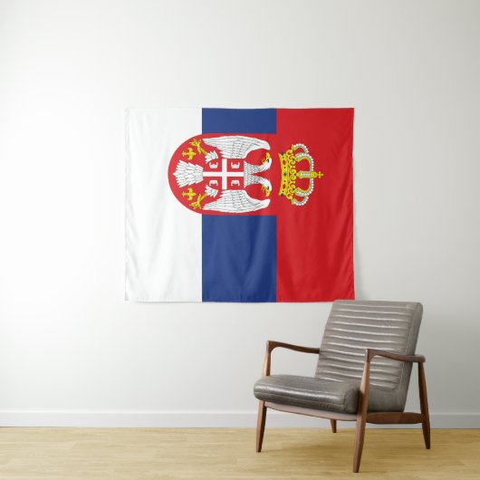 Tenture drapeau de la Serbie (En situation (horizontale))