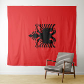 Tenture Drapeau de l'Albanie (En situation (horizontale))