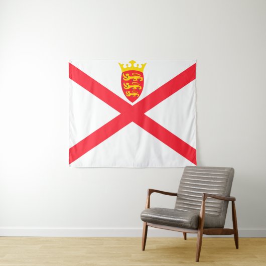 Tenture Drapeau de l'île de Jersey (En situation (horizontale))