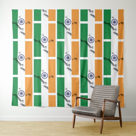Tenture Drapeau de l'INDE (En situation (horizontale))