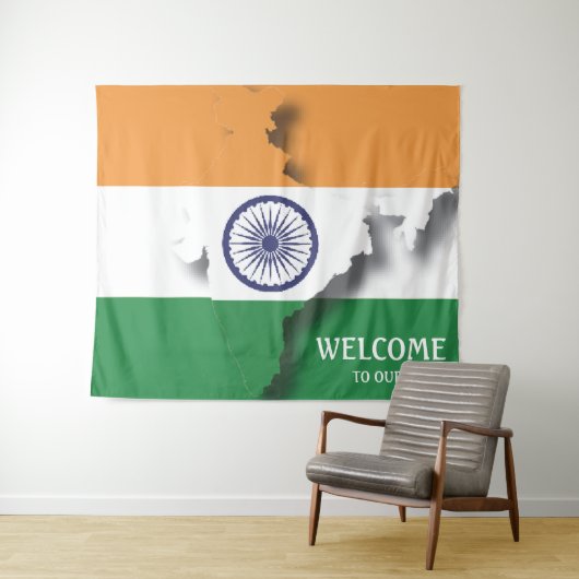 Tenture Drapeau de l'Inde personnalisable (En situation (horizontale))