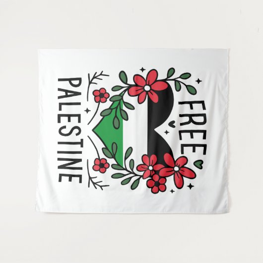 Tenture Drapeau de palestine libre (Devant (Horizontal))