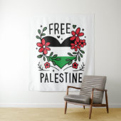 Tenture Drapeau de palestine libre (En situation)