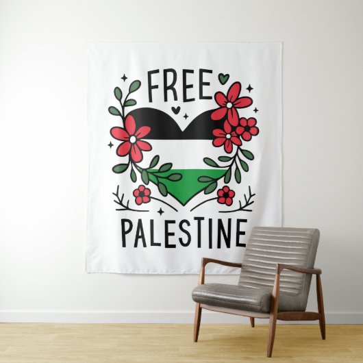 Tenture Drapeau de palestine libre (En situation)