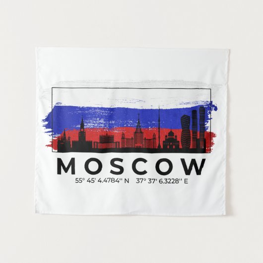 Tenture Drapeau de pinceau de Moscou Russie (Devant (Horizontal))