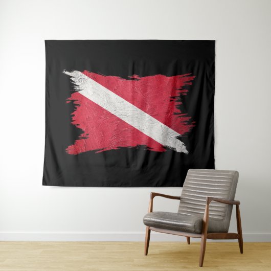 Tenture Drapeau de plongée, Brèche-course, Plongée vers le (En situation (horizontale))