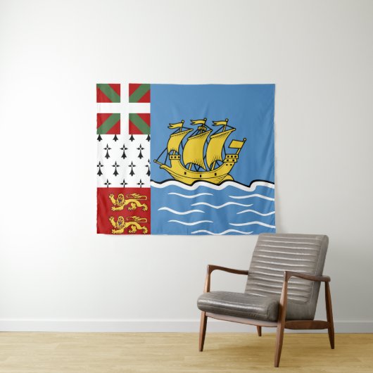 Tenture Drapeau de Saint-Pierre-et-Miquelon (En situation (horizontale))