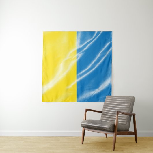 Tenture Drapeau de soie ukrainien (En situation (horizontale))