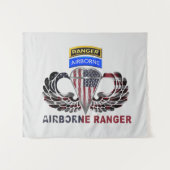 Tenture Drapeau des parachutistes des Rangers aéroportés (Devant (Horizontal))