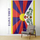 Tenture Drapeau du Tibet - Drapeau du lion des neiges (En situation)