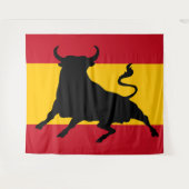 Tenture Drapeau espagnol avec taureau (Devant (Horizontal))