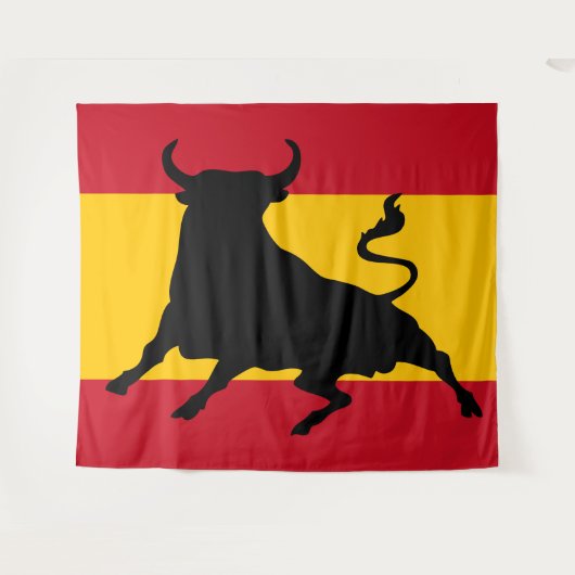 Tenture Drapeau espagnol avec taureau (Devant (Horizontal))