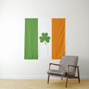 Tenture Drapeau irlandais de la Saint Patrick avec Shamroc