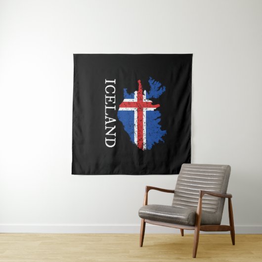 Tenture Drapeau Islande (En situation (horizontale))