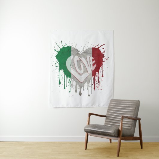 Tenture Drapeau Italie Amour (En situation)