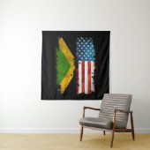 Tenture Drapeau jamaïcain américain Jamaïque États-Unis (En situation)