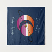 Tenture Drapeau lesbien Love Orbit Univers Soleil & Lune C (Devant (Horizontal))