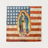 Tenture Drapeau Notre-Dame de Guadalupe & États-Unis (Devant)