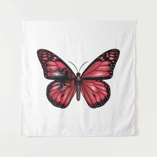 Tenture Drapeau papillon monarque d'Albanie (Devant)