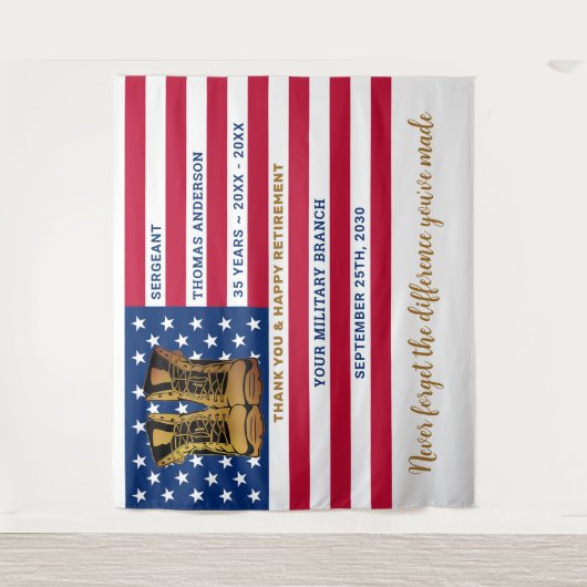 Tenture Drapeau personnalisé de l'armée militaire (Devant)