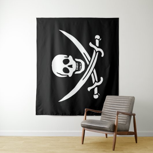 Tenture Drapeau Pirate Jolly Roger (En situation)