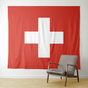 Tenture Drapeau Suisse - croix blanche
