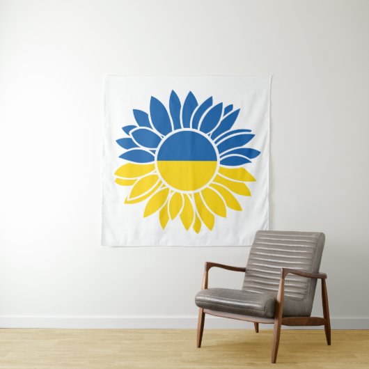 Tenture Drapeau ukrainien (En situation)