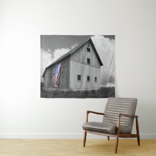 Tenture Drapeaux de nos agriculteurs - Grange avec drapeau