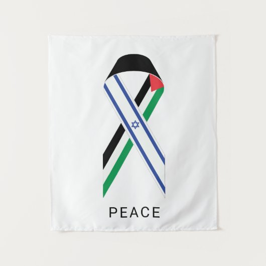 Tenture Drapeaux de paix pour Israël et la Palestine blanc (Devant)