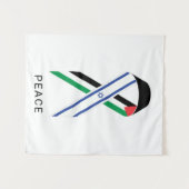 Tenture Drapeaux de paix pour Israël et la Palestine blanc (Devant (Horizontal))