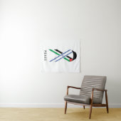 Tenture Drapeaux de paix pour Israël et la Palestine blanc (En situation (horizontale))