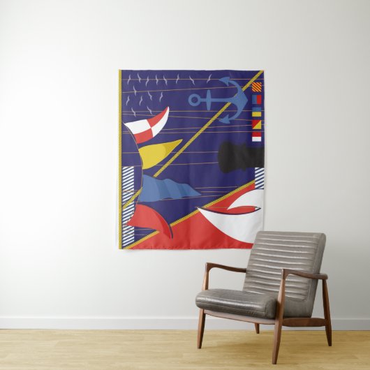 Tenture Drapeaux maritimes nautiques Couverture murale de  (En situation)