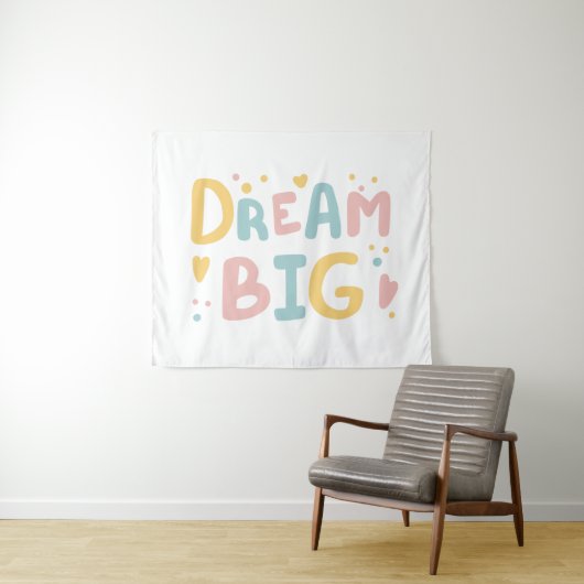 Tenture Dream Big Pastel Hearts (En situation (horizontale))