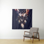 Tenture Dreamcatcher, branches, style boho, art numérique. (En situation)