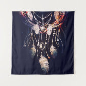Tenture Dreamcatcher, branches, style boho, art numérique. (Devant)