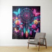 Tenture Dreamcatcher, papillons et Roses (En situation)