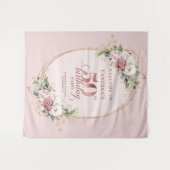 Tenture Dreamy Blush Floral 50th Birthday Photo Backdrop (Devant (Horizontal))