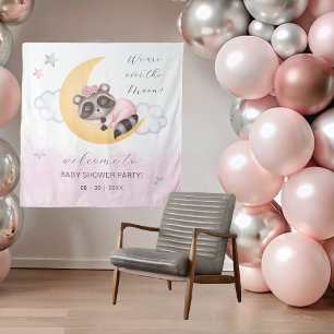 Tenture Dreamy Over the Moon Raccoon Girl Baby shower