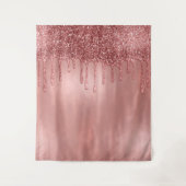 Tenture Dripping in Rose Gold Glitter Pretty Pink Drips (Devant)