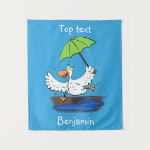 Tenture Drôle canard avec parapluie dessin animé