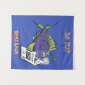 Tenture Drôle caricature de poisson de pêcheur (Devant (Horizontal))