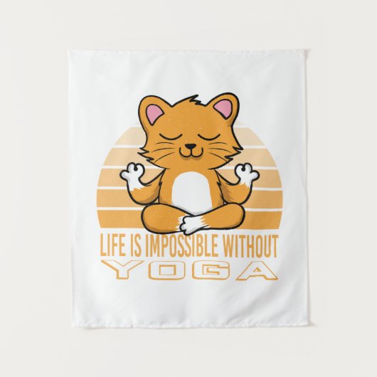 Tenture Drôle chat mignon faisant du yoga. (Devant)