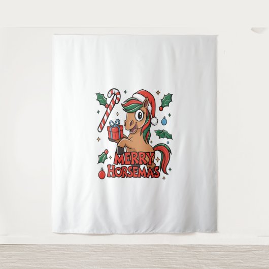 Tenture Drôle Cheval Joyeux Horsemas (Devant)