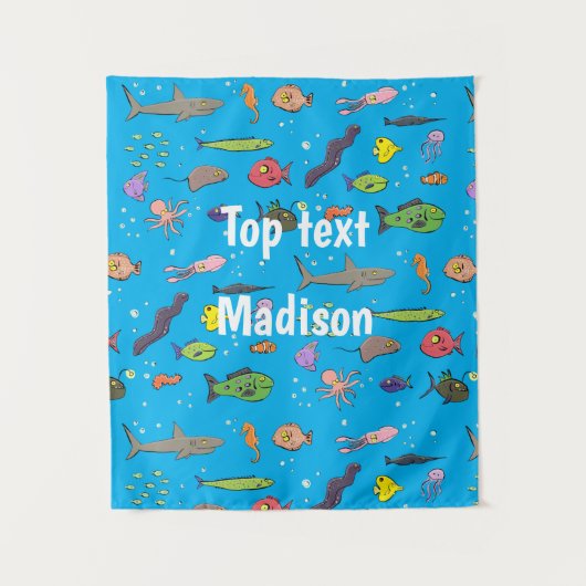 Tenture Drôle des créatures marines dessin motif (Devant)