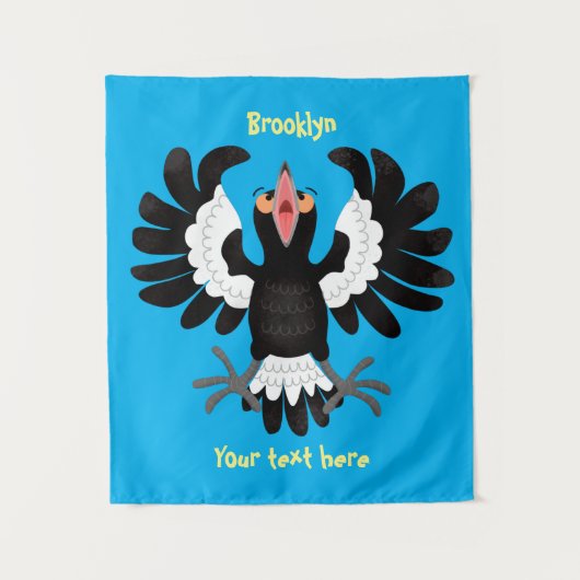 Tenture Drôle dessin animé de Magpie australienne (Devant)